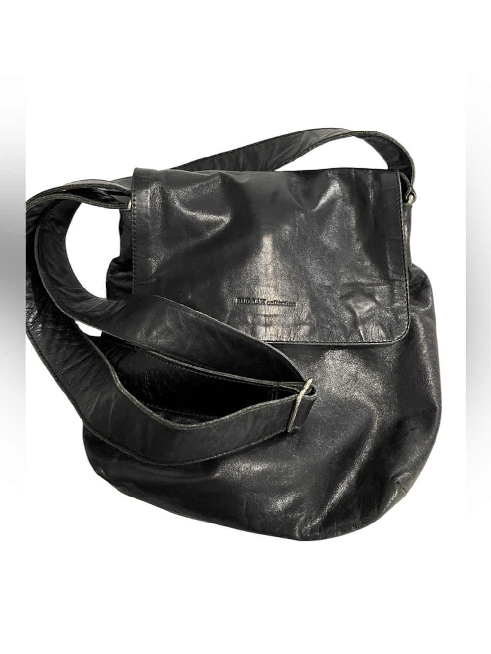 Vintage RUDSAK Black Leather Crossbody Messenger Bag - Made in Canada